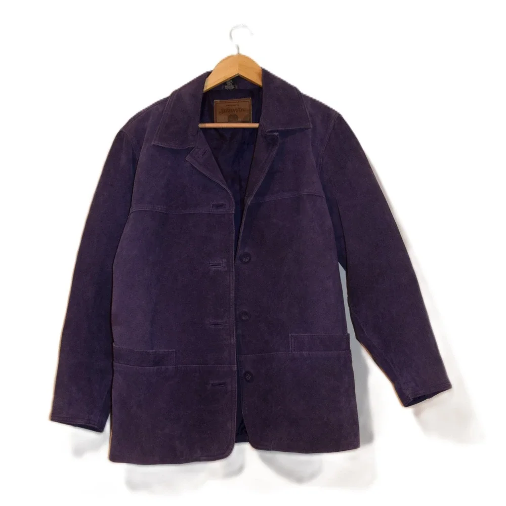 Vintage St. John's Bay Suede Jacket‎ Womens Petite Small Purple Good Button